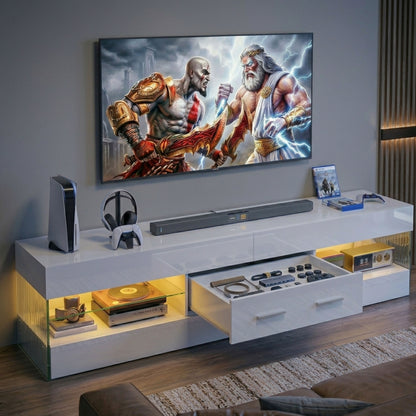 Modern Minimalist White High Gloss Media Console