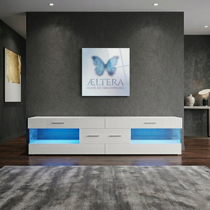 Modern Minimalist White High Gloss Media Console