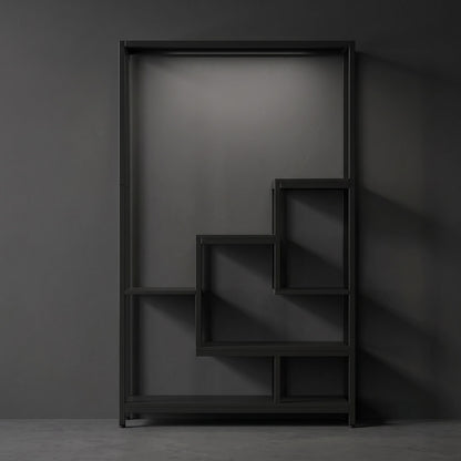 5-Tier Tall Metal Multi-Functional Display Shelf With Hanging Hooks