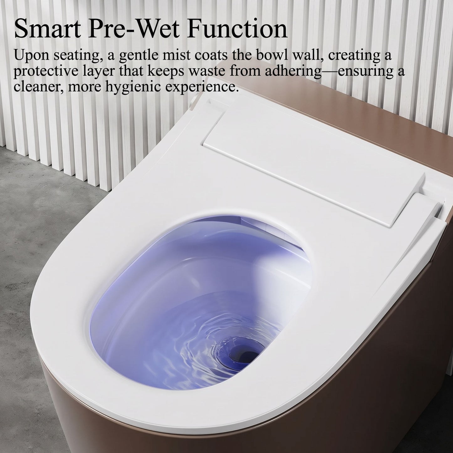 Brown Smart Tankless Toilet With Dual Flush & Bidet Combo
