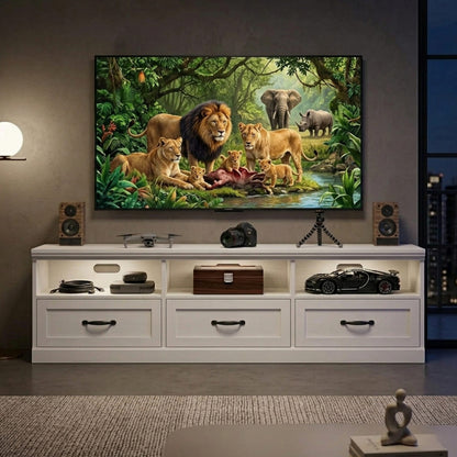 70-Inch Minimalist Farmhouse TV Entertainment Center