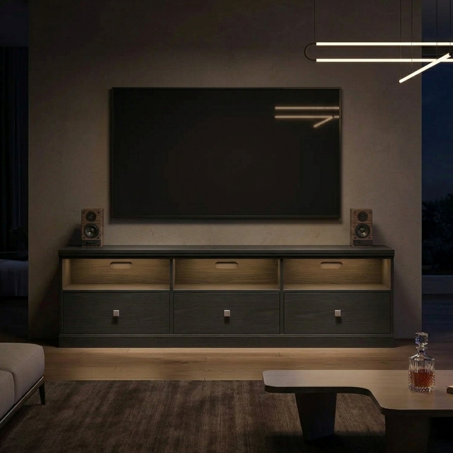 70-Inch Minimalist Farmhouse TV Entertainment Center