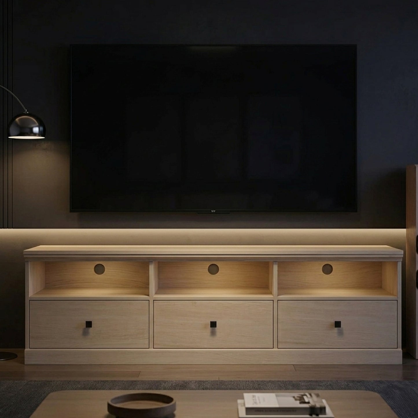 70-Inch Minimalist Farmhouse TV Entertainment Center