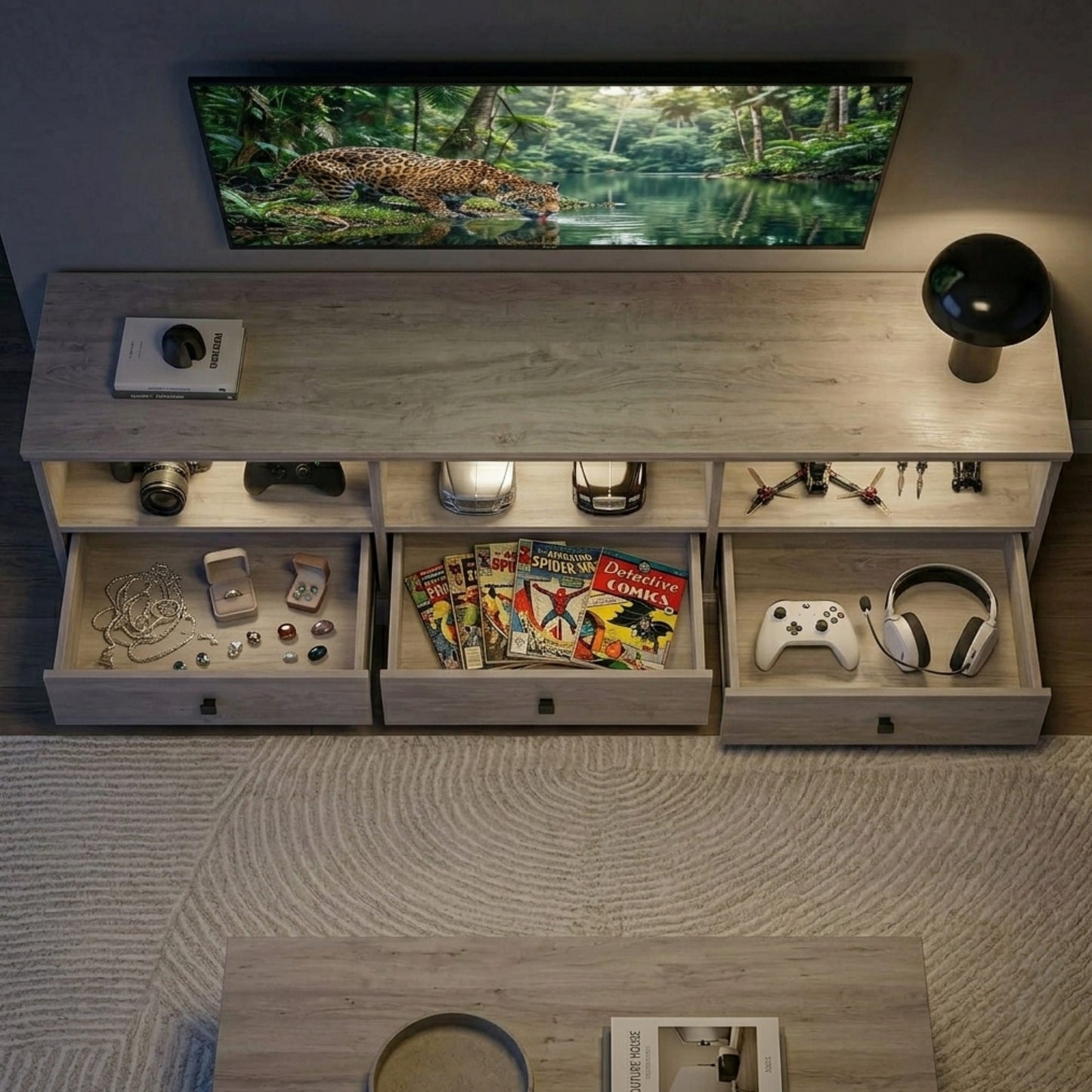 70-Inch Minimalist Farmhouse TV Entertainment Center
