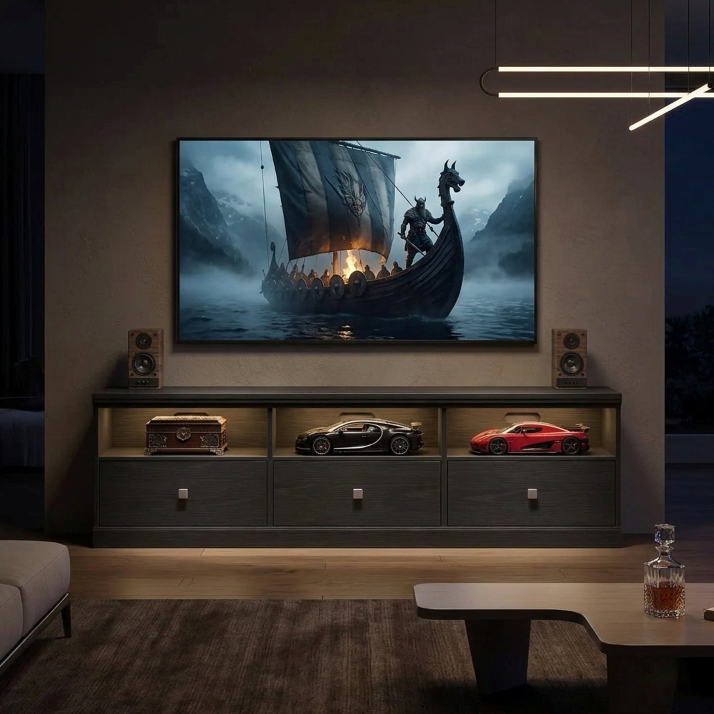 70-Inch Minimalist Farmhouse TV Entertainment Center