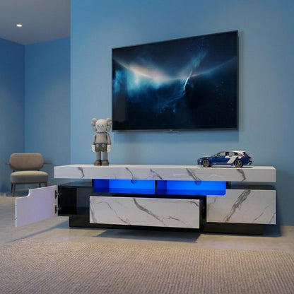 71" High Gloss/Marble Modern Entertainment Center