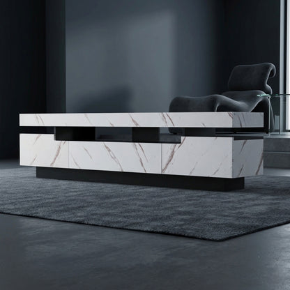 71" High Gloss/Marble Modern Entertainment Center