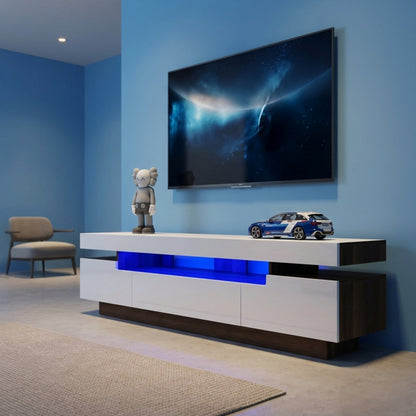 71" High Gloss/Marble Modern Entertainment Center