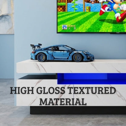 71" High Gloss/Marble Modern Entertainment Center