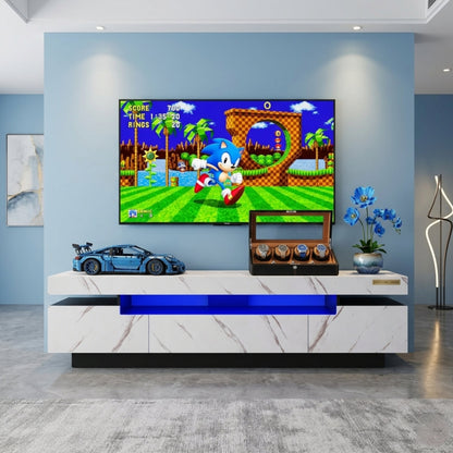 71" High Gloss/Marble Modern Entertainment Center
