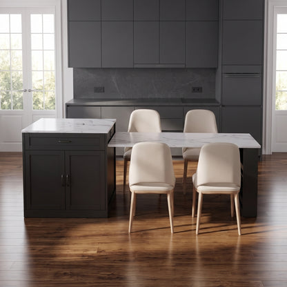 82-Inch Modern Kitchen Island with Extendable Dining Table & Power Outlet