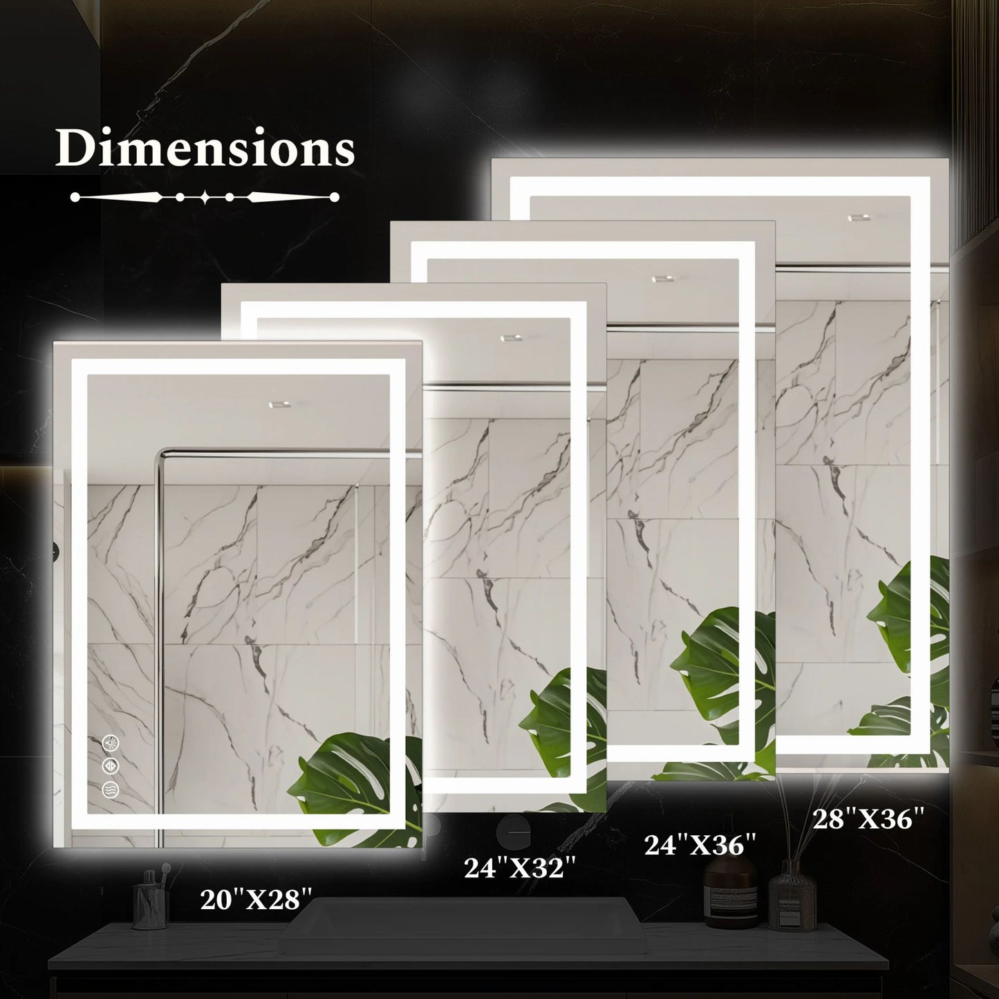 Smart Illuminated Vanity Mirror with Anti-Fog & 3-Color Dimmable Backlit Wall Mirror