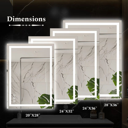 Smart Illuminated Vanity Mirror with Anti-Fog & 3-Color Dimmable Backlit Wall Mirror