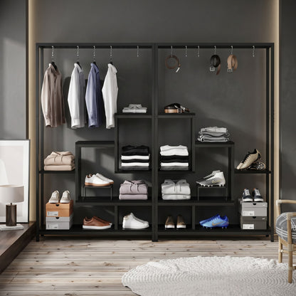 5-Tier Tall Metal Multi-Functional Display Shelf With Hanging Hooks