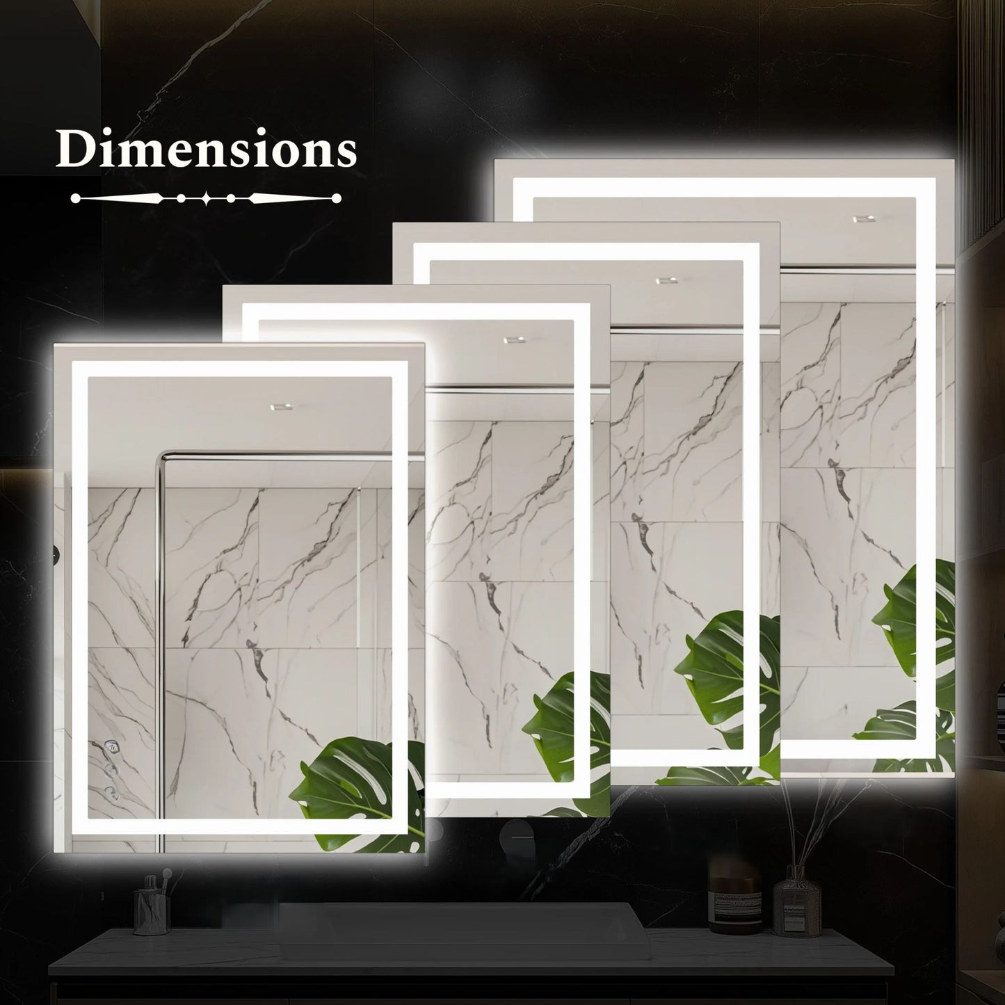 Smart Illuminated Vanity Mirror with Anti-Fog & 3-Color Dimmable Backlit Wall Mirror