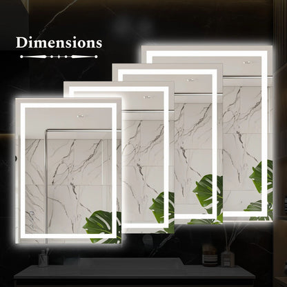 Smart Illuminated Vanity Mirror with Anti-Fog & 3-Color Dimmable Backlit Wall Mirror