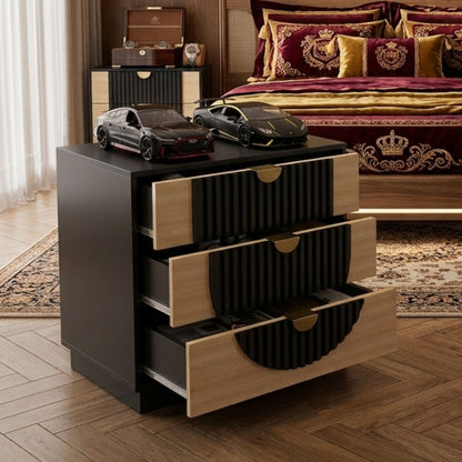 Modern 3-Drawer Bedside Table, Solid Wood End Table & Storage Cabinet