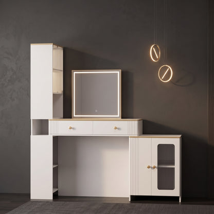 Æltera Smart Electric Lift Vanity Table With Hidden LED Mirror