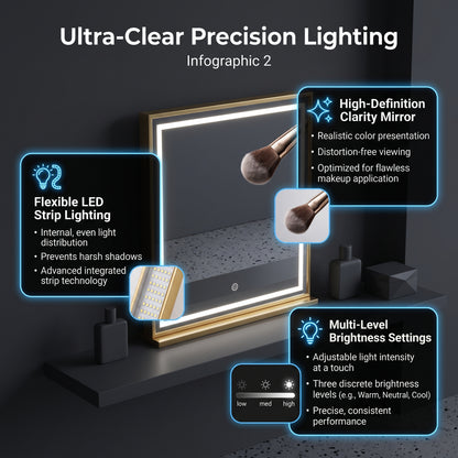 Æltera Smart Electric Lift Vanity Table With Hidden LED Mirror