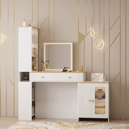 Æltera Smart Electric Lift Vanity Table With Hidden LED Mirror