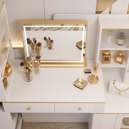 Æltera Smart Electric Lift Vanity Table With Hidden LED Mirror
