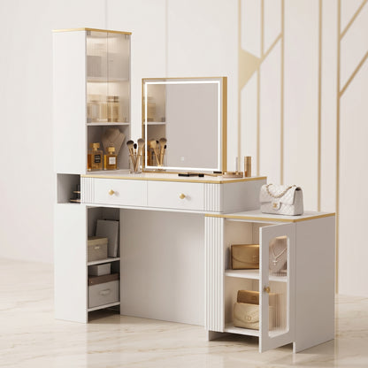 Æltera Smart Electric Lift Vanity Table With Hidden LED Mirror