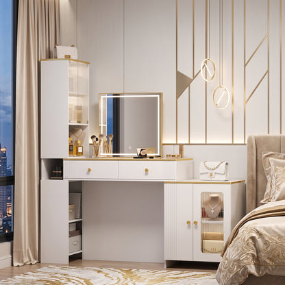 Æltera Smart Electric Lift Vanity Table With Hidden LED Mirror