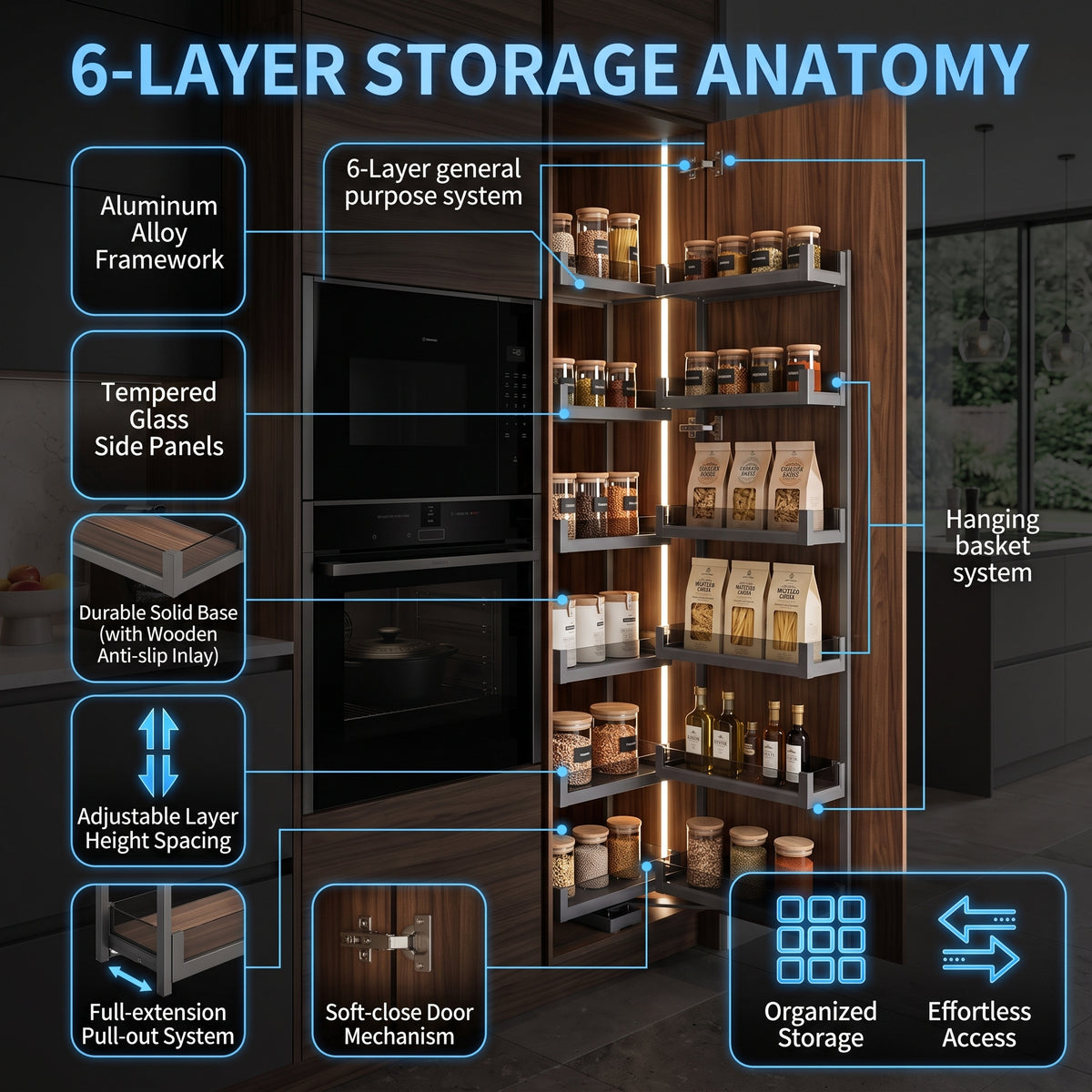 Aeltera Premium Soft-Close Pull-Out Kitchen Pantry Organizer
