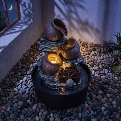 Cascading Indoor/Outdoor Faux Rock Pot Water Fountain