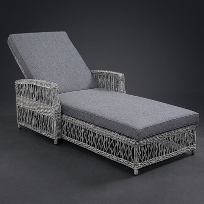 Contemporary Weatherproof Resin Weave Sunbed | 4-Position Padded Patio Reclining Lounger