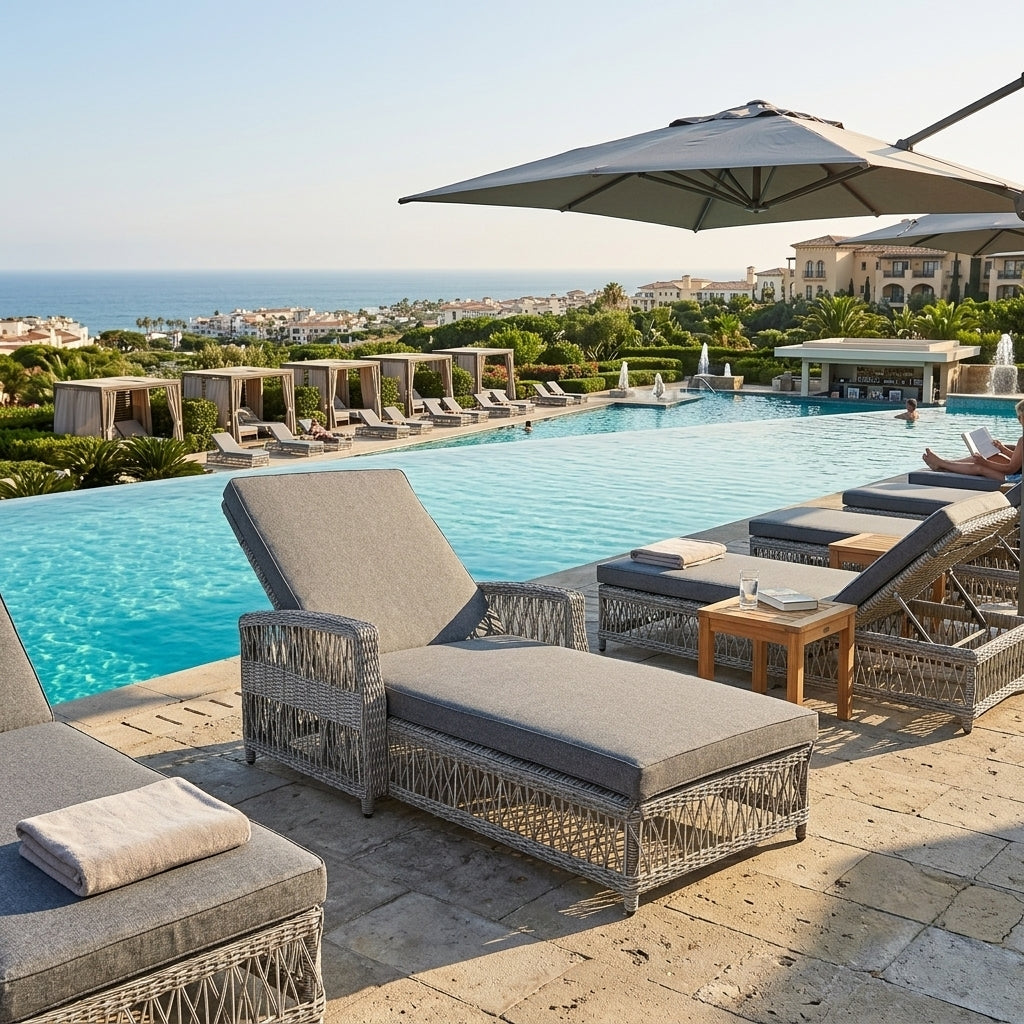 Contemporary Weatherproof Resin Weave Sunbed | 4-Position Padded Patio Reclining Lounger