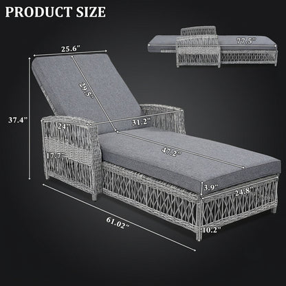 Contemporary Weatherproof Resin Weave Sunbed | 4-Position Padded Patio Reclining Lounger