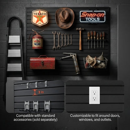 Black PVC Slatwall Garage Display Panel