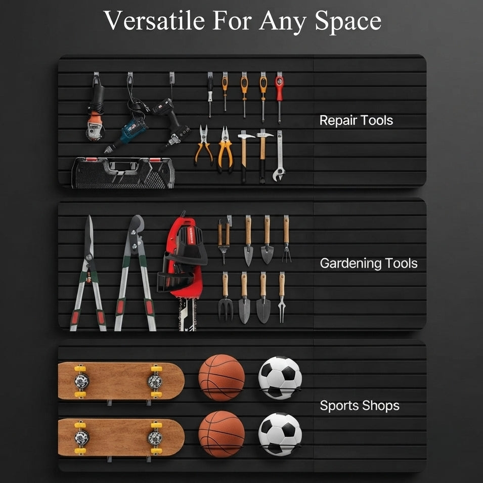 Black PVC Slatwall Garage Display Panel