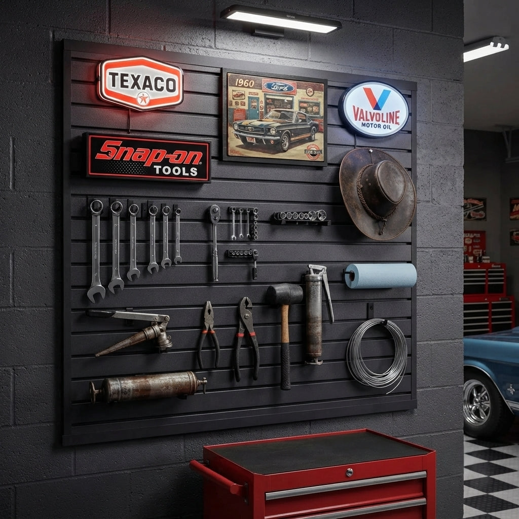 Black PVC Slatwall Garage Display Panel