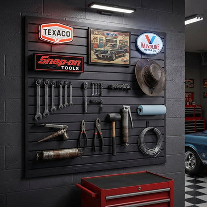 Black PVC Slatwall Garage Display Panel
