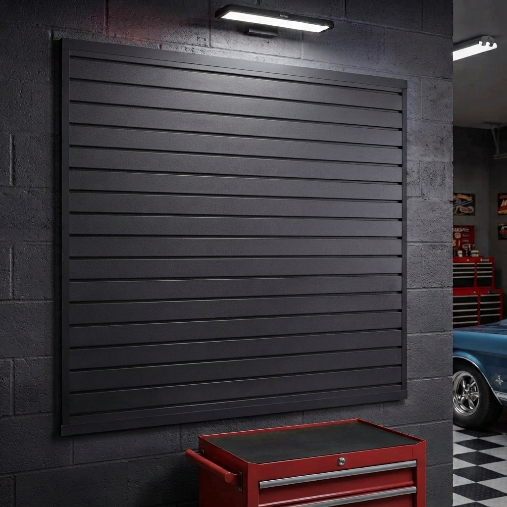 Black PVC Slatwall Garage Display Panel