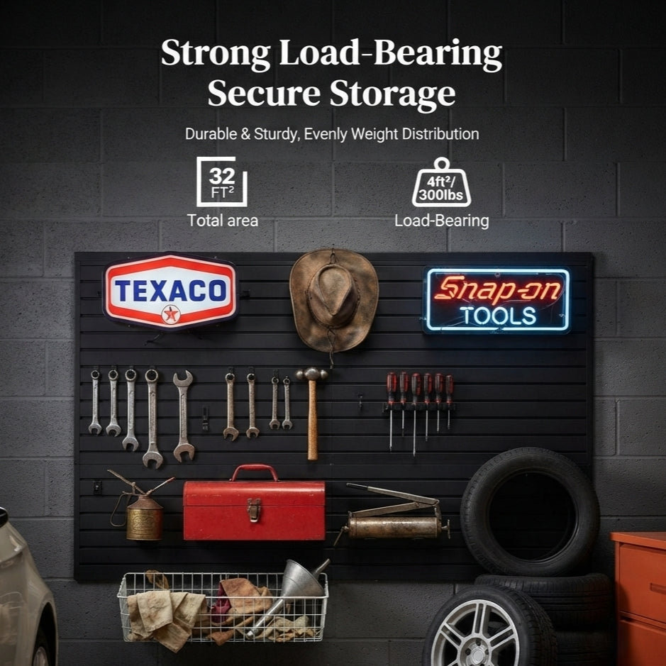Black PVC Slatwall Garage Display Panel