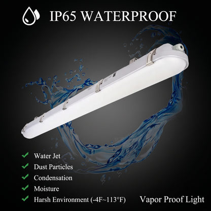 4FT LED Vapor Tight Light Fixture | IP65 Waterproof, 3CCT Tunable & Dimmable