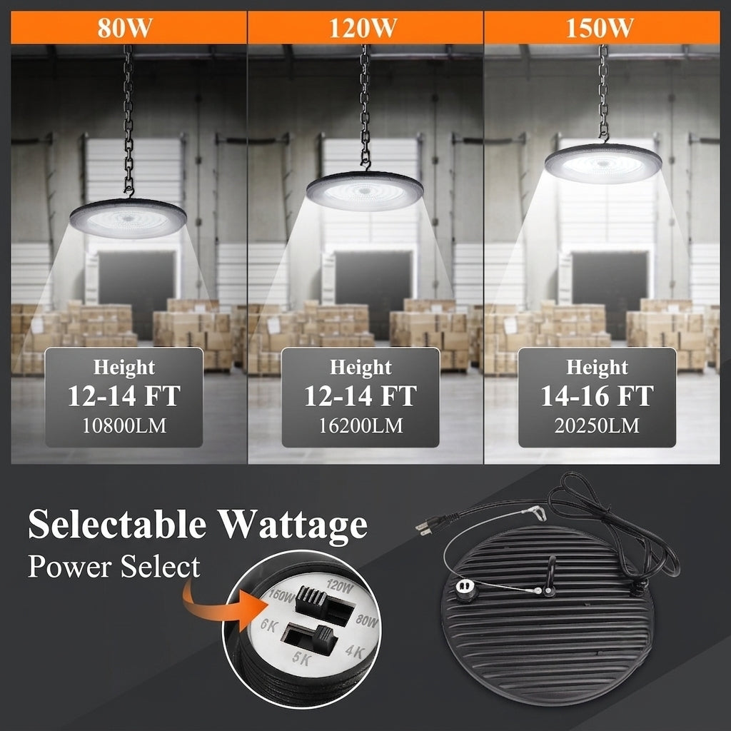 2-Piece Dimmable LED High Bay Garage Light