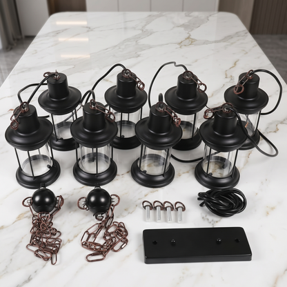 Farmhouse Lumber & Iron Pendant Chandelier: 8-Light Retro Hanging Fixture