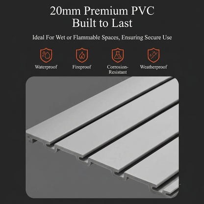 4x4ft Grey Waterproof PVC Slatwall Storage Panel System