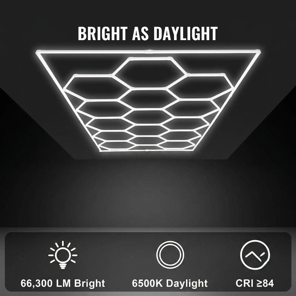 Ultra-Bright Hexagon LED Garage Light Grid (66,300 LM)