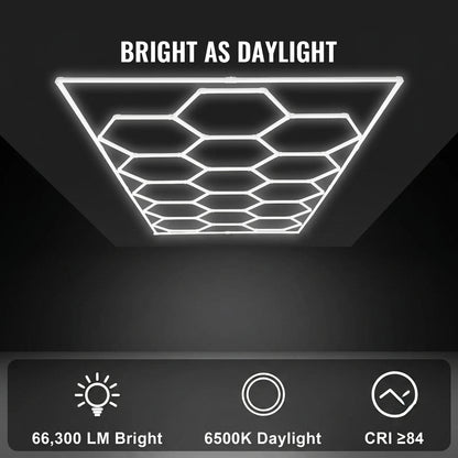 Ultra-Bright Hexagon LED Garage Light Grid (66,300 LM)