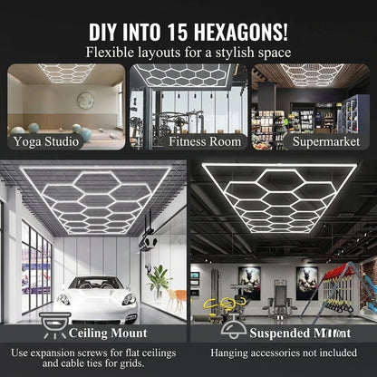 Ultra-Bright Hexagon LED Garage Light Grid (66,300 LM)