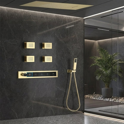 Modern Luxury Brushed Gold Thermostatic Digital Shower System