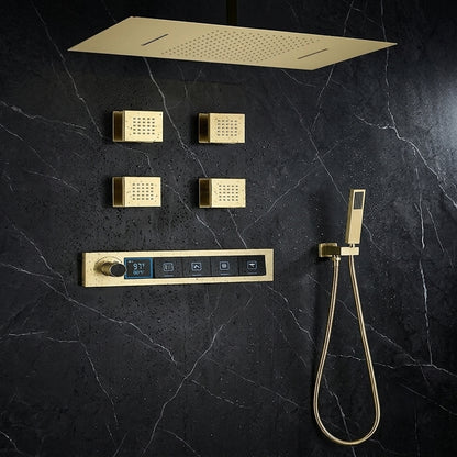 Modern Luxury Brushed Gold Thermostatic Digital Shower System