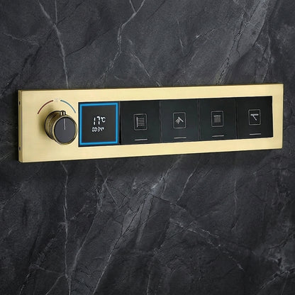 Modern Luxury Brushed Gold Thermostatic Digital Shower System