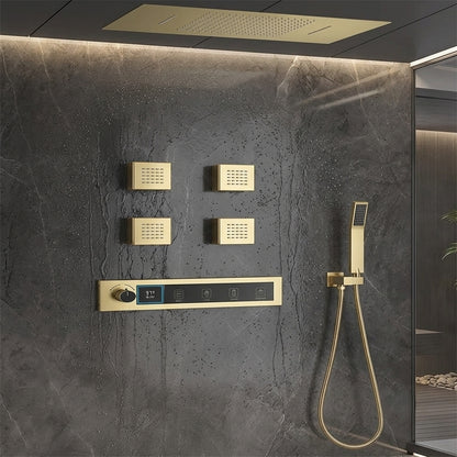 Modern Luxury Brushed Gold Thermostatic Digital Shower System