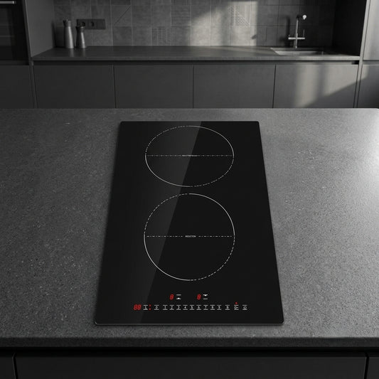 12-Inch Built-In Induction Cooktop 3000W - 2 Burners with Touch Control & Ceramic Glass